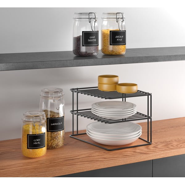 Raft suplimentar negru din oțel inoxidabil 25x25 cm Palio – Metaltex-image-1