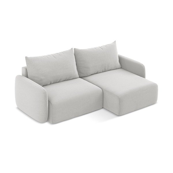 Colțar gri deschis extensibil/cu spațiu de depozitare cu tapițerie din catifea (cu colț pe partea dreaptă/cu șezlong) Kalena – Makamii-image-3