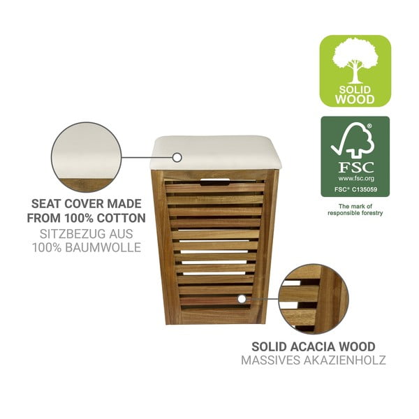 Coș de rufe în culoare naturală închisă din lemn 55 l Fondi – Wenko-image-2