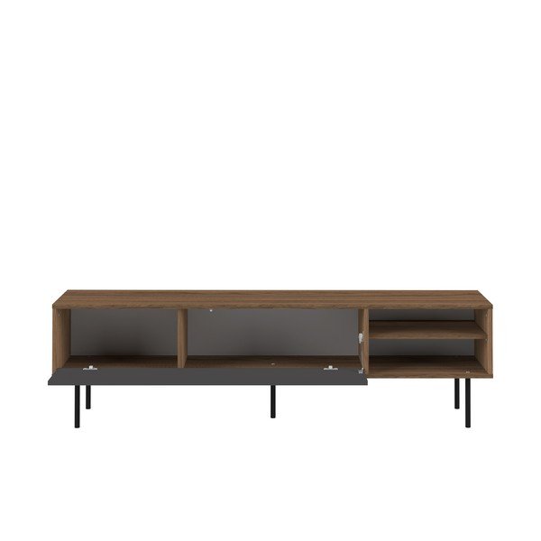 Masă TV cu uși glisante negre TemaHome Ampère, decor lemn de nuc-image-2
