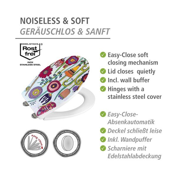 Capac WC 37 x 44,5 cm Easy-Close (cu închidere automată) Rollin'Art Full Bloom – Wenko-image-4