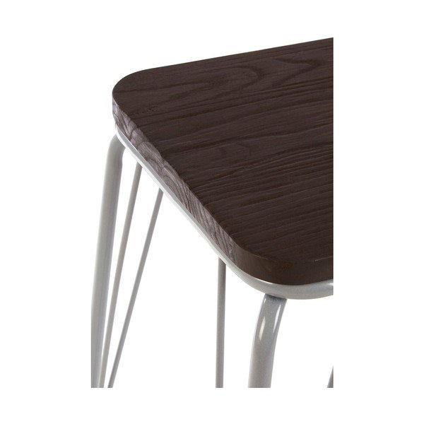 Scaun tip taburet gri/în culoare naturală închisă din lemn de ulm District – Premier Housewares-image-4