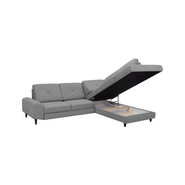 Colțar extensibil cu spațiu de depozitare Windsor & Co Sofas Beta, partea dreaptă, gri deschis-image-4