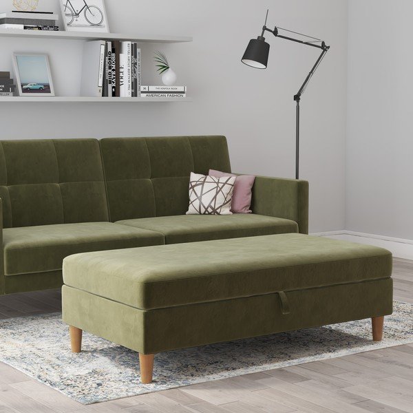 Taburet verde cu tapițerie din catifea Lilly – Støraa-image-3