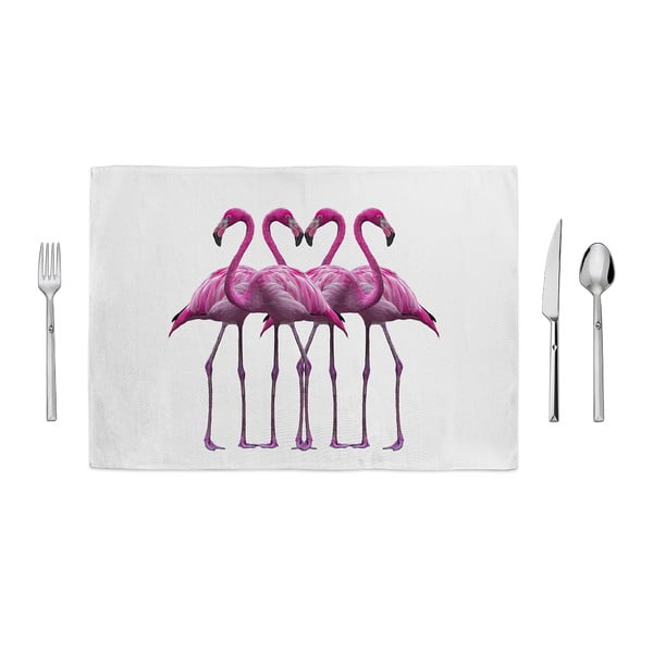 Suport farfurie Home de Bleu Flamingo Friends, 35 x 49 cm, roz alb