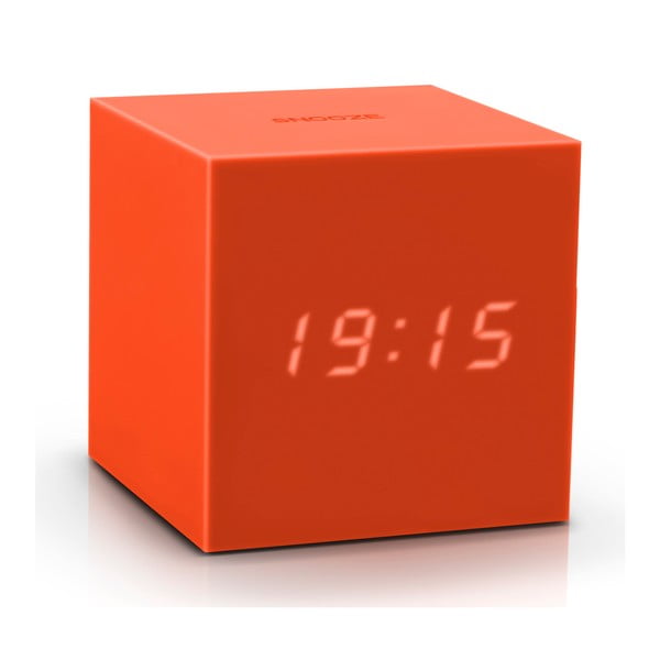 Ceas deșteptător cu LED Gingko Gravity Cube, portocaliu
