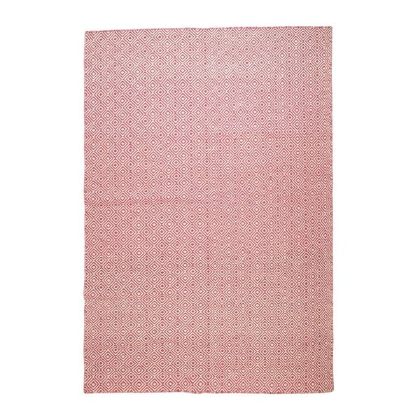 Covor de lână Geometry Rhomb Pink & White, 160x230 cm