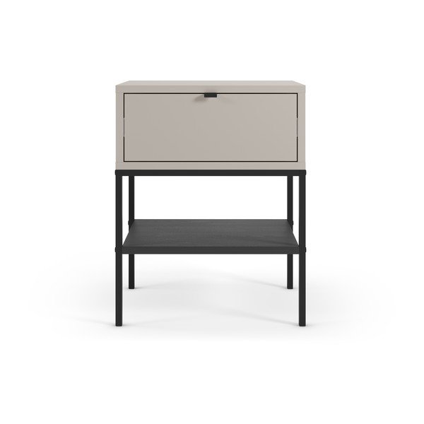 Noptieră crem cu rafturi cu aspect mat Sali – Marckeric-image-3