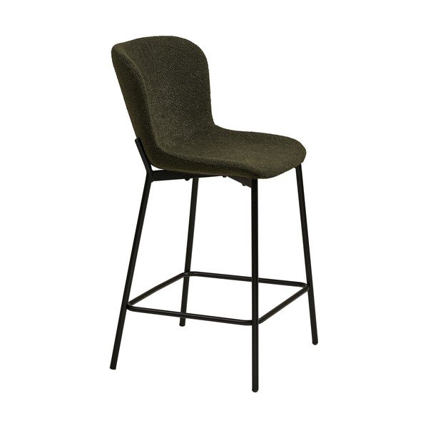 Scaun de bar verde închis tapițat (înălțime șezut 65 cm) Maceda – House Nordic-image-2