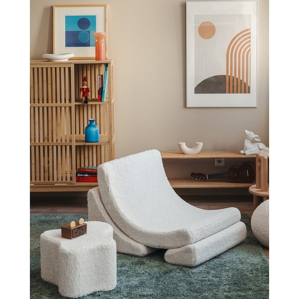 Fotoliu de copii crem cu tapițerie din țesătură bouclé Moon – Wigiwama-image-4