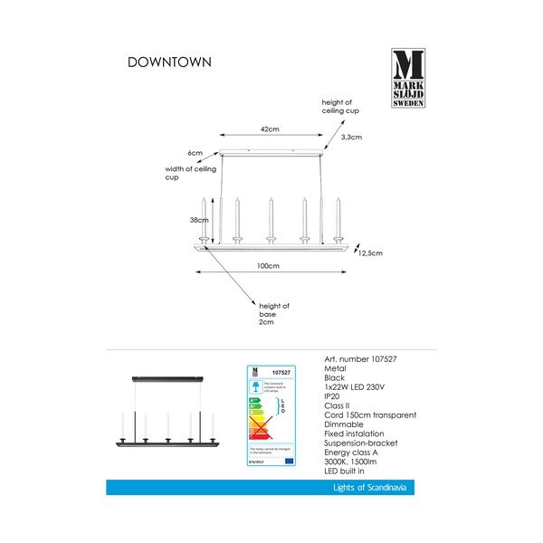 Lustră Markslöjd Downtown, negru-image-2