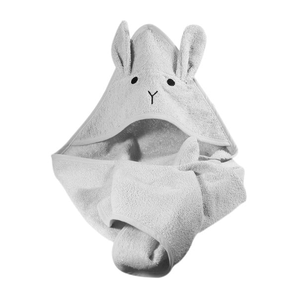 Prosop cu glugă pentru copii gri din bumbac 76x76 cm Rabbit – Kindsgut-image-4