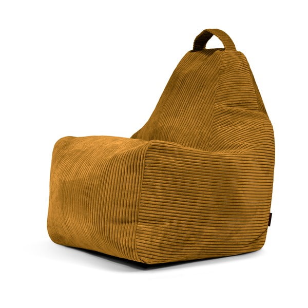 Fotoliu bean bag galben muștar cu tapițerie din catifea reiată Play Amuse – SLOWDOWN