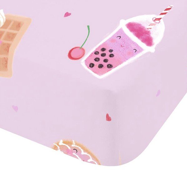 Cearceaf pentru copii roz pentru pat de o persoană cu elastic 90x190 cm Sweet Treats – Catherine Lansfield