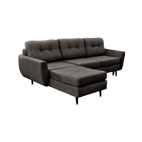 Canapea extensibilă cu picioare negre Mazzini Sofas Hortensia, pe stânga, gri închis-image-1
