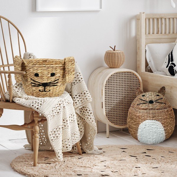 Coș de jucării pentru copii în culoare naturală din zambilă de apă ø 35x26 cm Rabbit – Compactor-image-1