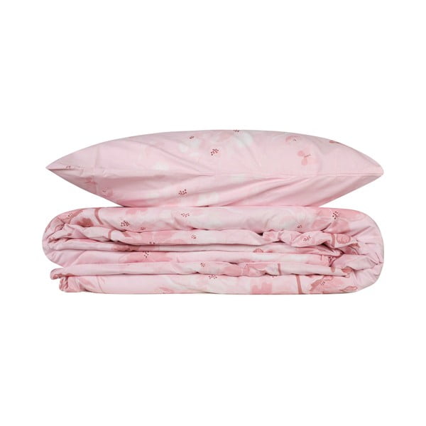 Lenjerie de pat roz din bumbac ranforcé pentru pat de o persoană 140x200 cm Elena – Mijolnir