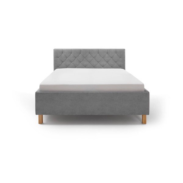 Pat matrimonial gri deschis tapițat cu spațiu de depozitare cu somieră 160x200 cm San Remo – Meise Möbel-image-2