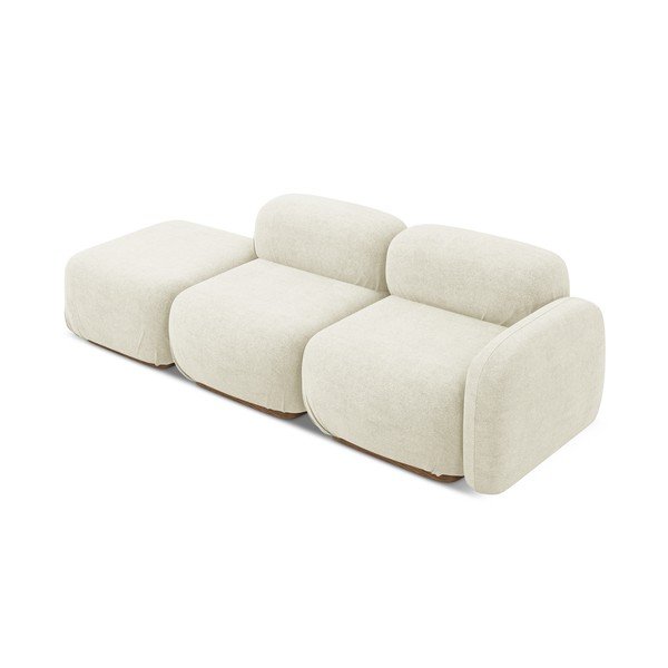 Șezlong modular crem cu tapițerie din țesătură bouclé (cu colț pe partea stângă) Ailani – Makamii-image-2