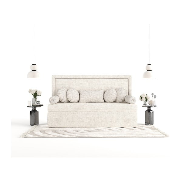 Pat crem tapițat 100x200 cm Scala – Maison de Rêve-image-4