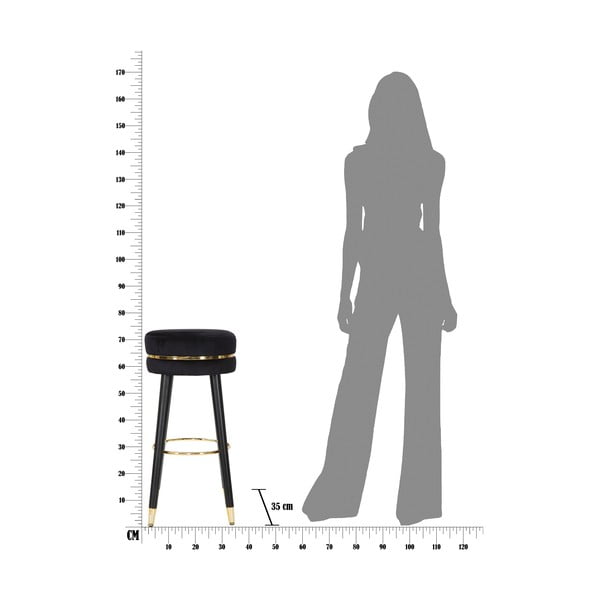 Scaun de bar negru/auriu tapițat (înălțime șezut 74 cm) Paris – Mauro Ferretti-image-4