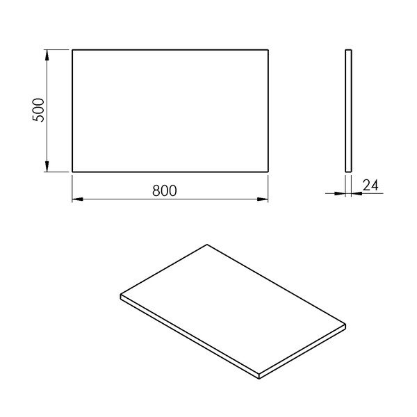 Blat sub chiuvetă alb 80x50 cm Plato – Sapho-image-2