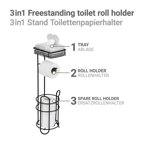 Suport pentru hârtie igienică negru din oțel – Wenko-image-3