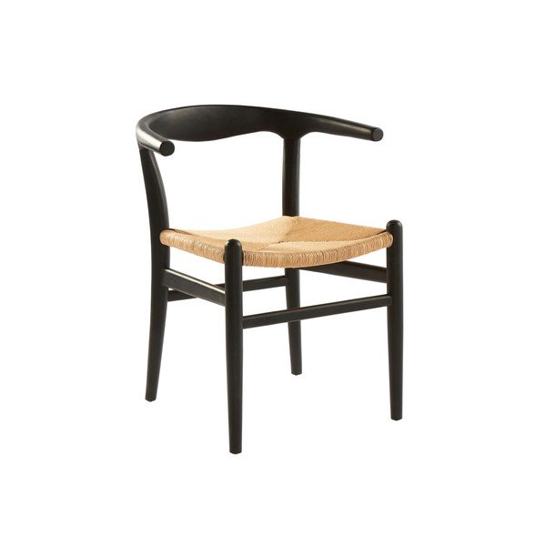 Scaun de dining negru/crem cu cotiere din lemn de ulm Nattavaara – Jotex