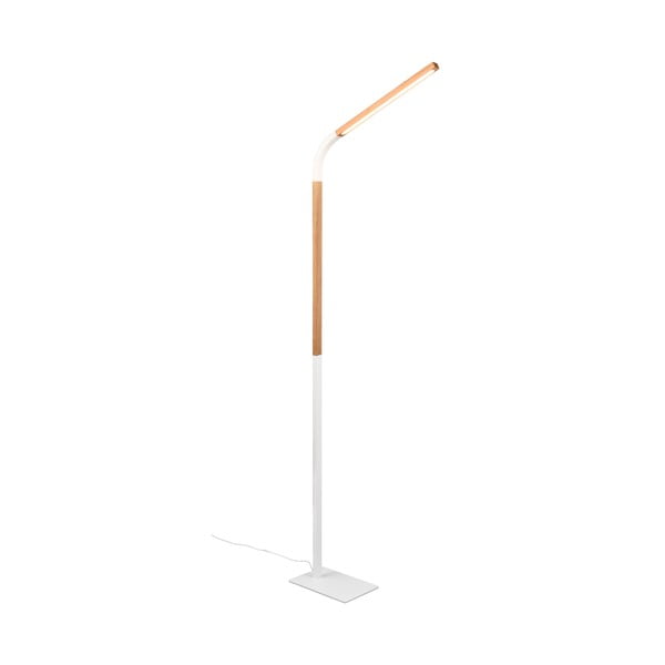 Lampadar alb/în culoare naturală LED cu abajur din lemn (înălțime 169,5 cm) Norris – Trio