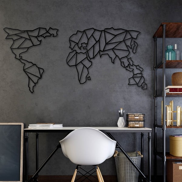 Decorațiune din metal pentru perete Map Of The World Clear, 85 x 170 cm-image-1