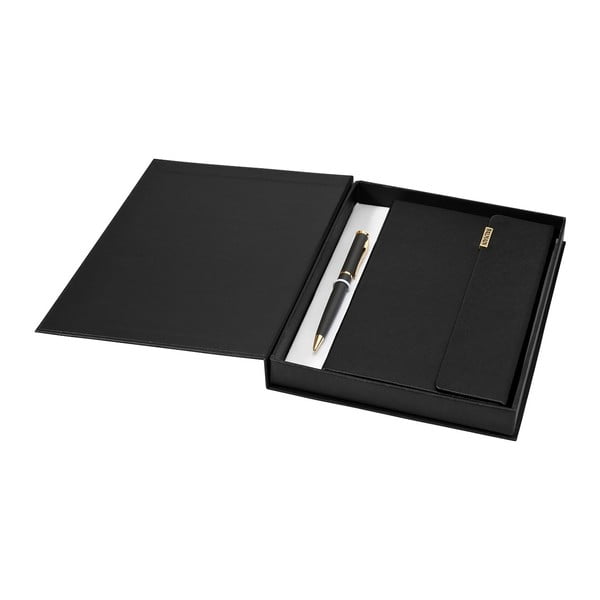 Set stilou negru și blocnotes Balmain Notepad în cutie cadou