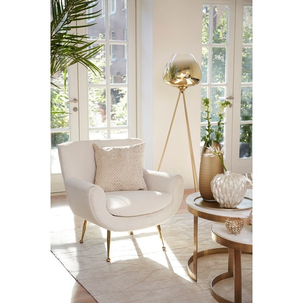 Fotoliu crem cu tapițerie din țesătură bouclé Vinstra – Light & Living-image-1