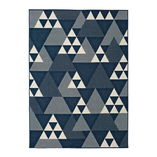 Covor pentru exterior Universal Clhoe Triangles, 80 x 150 cm, albastru-gri