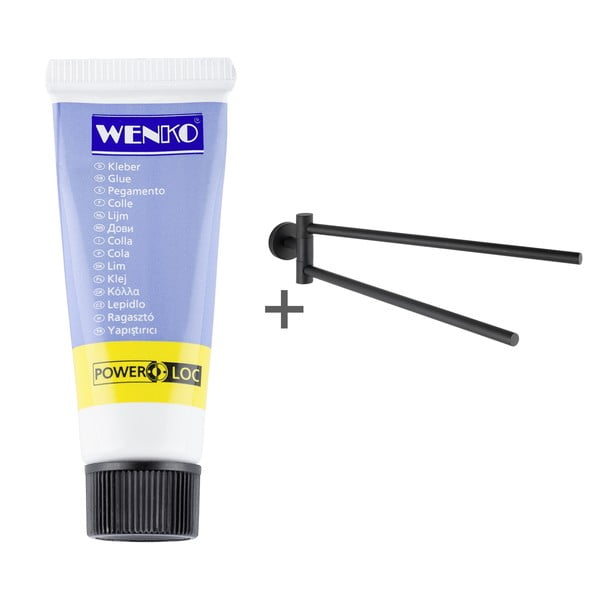 Suport pentru prosoape negru mat autoadeziv din oțel inoxidabil Bosio – Wenko