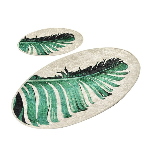 Covorașe de baie verzi-bej 2 buc. 60x100 cm Floret – Foutastic