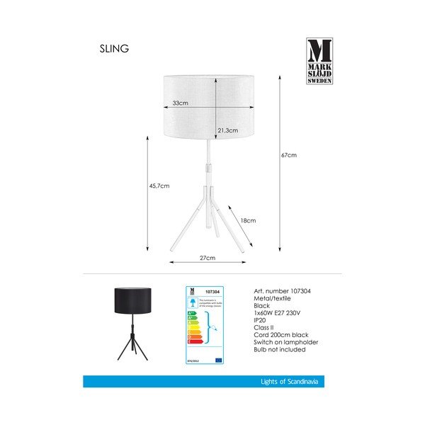 Veioză Markslöjd Sling, negru-image-2