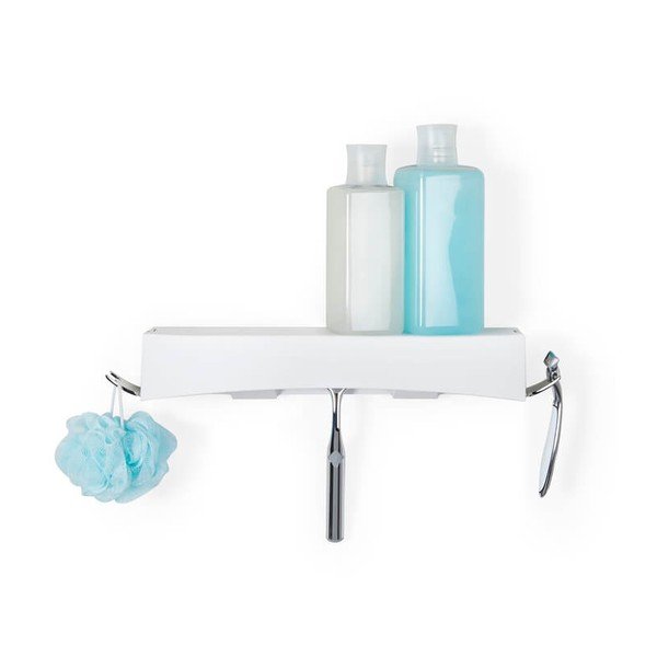 Etajeră autoadezivă pentru baie Compactor Clever Flip Shower, alb-image-4