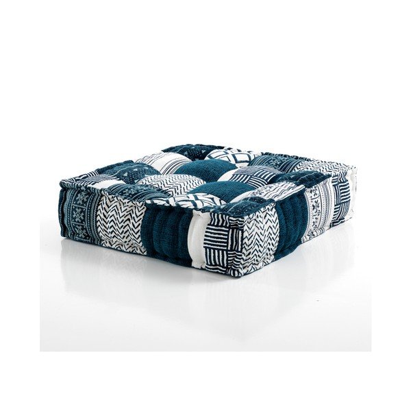 Puf Oreste Luchettas Yantra Patchwork, albastru