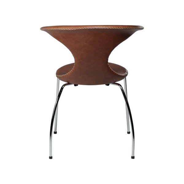 Scaun din piele moale cu picioare metalice DAN-FORM Denmark Flair, maro-image-3