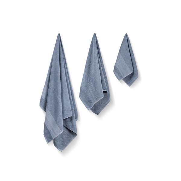 Prosoape de baie albastre 3 buc. din bumbac din frotir Piramit – Foutastic-image-1