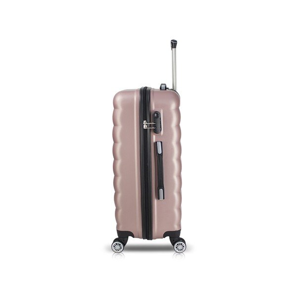 Set 2 valize cu roți și port USB My Valice RESSNO Large & Medium, roz-image-3