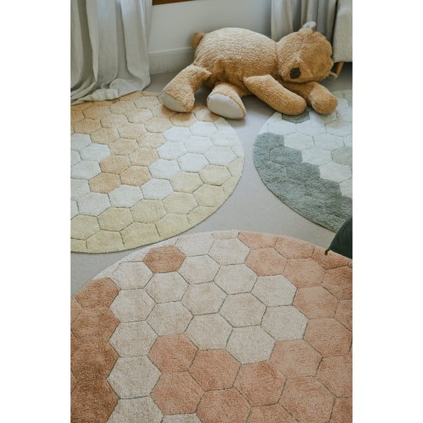 Covor roz deschis lavabil/țesut manual rotund din bumbac ø 140 cm Honeycomb Rose – Lorena Canals-image-4