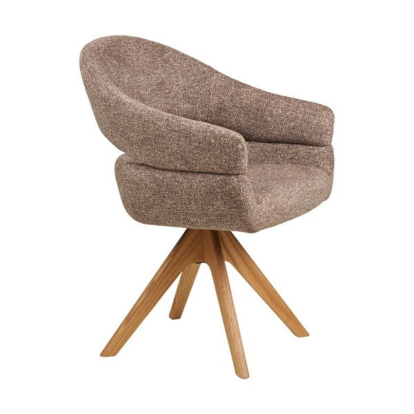 Scaun de sufragerie maro cu cotiere tapițat Dover – House Nordic-image-3