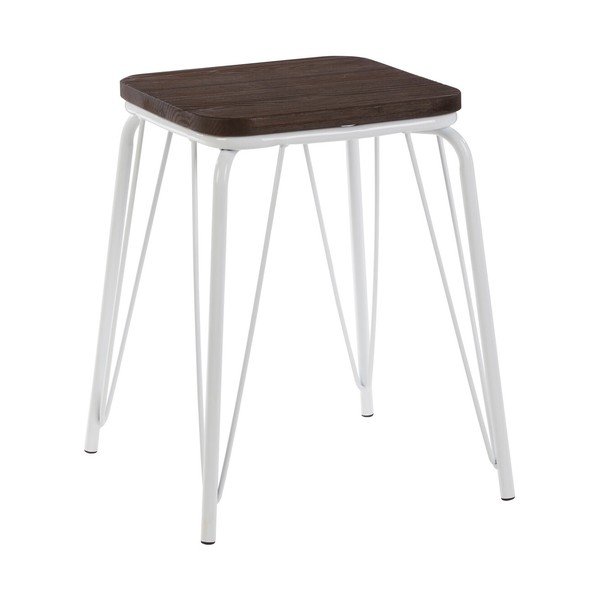 Scaun tip taburet alb/în culoare naturală închisă din lemn de ulm District – Premier Housewares