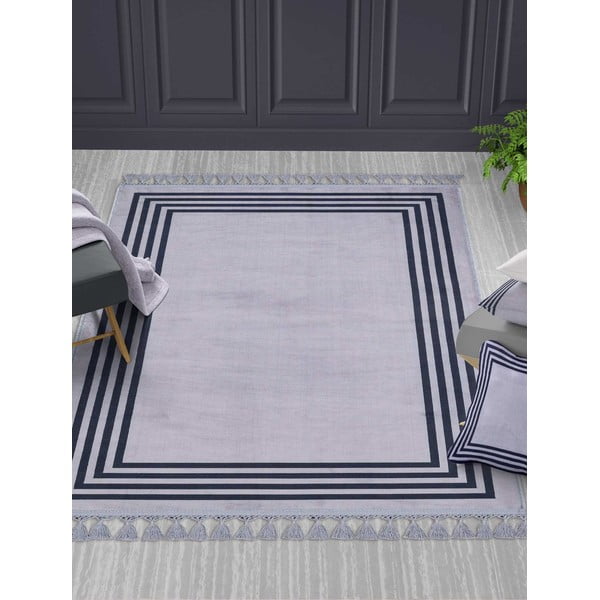 Covor tip traversă lavabil gri 300x100 cm - Vitaus-image-1