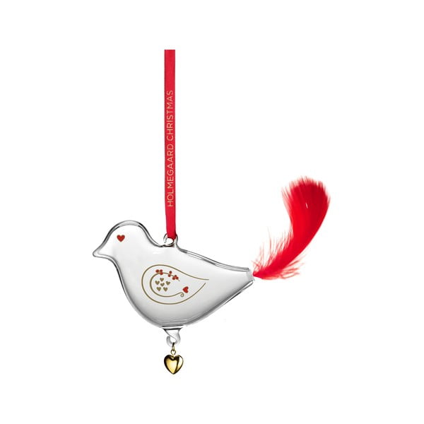 Ornament de Crăciun suflat manual din sticlă 7 cm Ann-Sofi Romme Annual Christmas Bird 2025 – Holmegaard