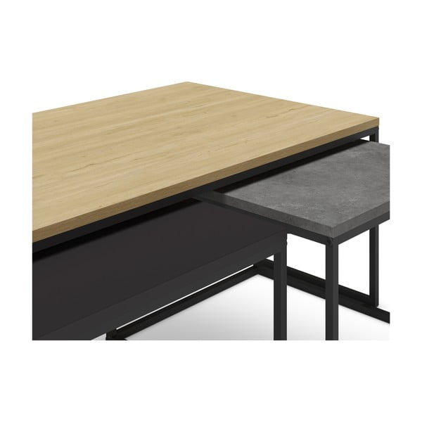 Măsuțe de cafea gri/în culoare naturală 3 buc. 60x110 cm Camelia – Marckeric-image-4