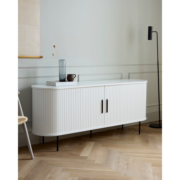 Comodă albă cu ușă glisantă 180x76x45 cm Nola – Unique Furniture-image-1