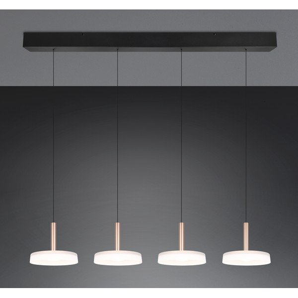 Lustră neagră-albă/aurie LED cu intensitate reglabilă cu abajur din sticlă Celeste – Trio-image-1