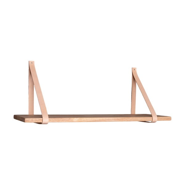 Raft din lemn cu suport din piele maro Casa Nordic Forno, 80 x 20 cm-image-1